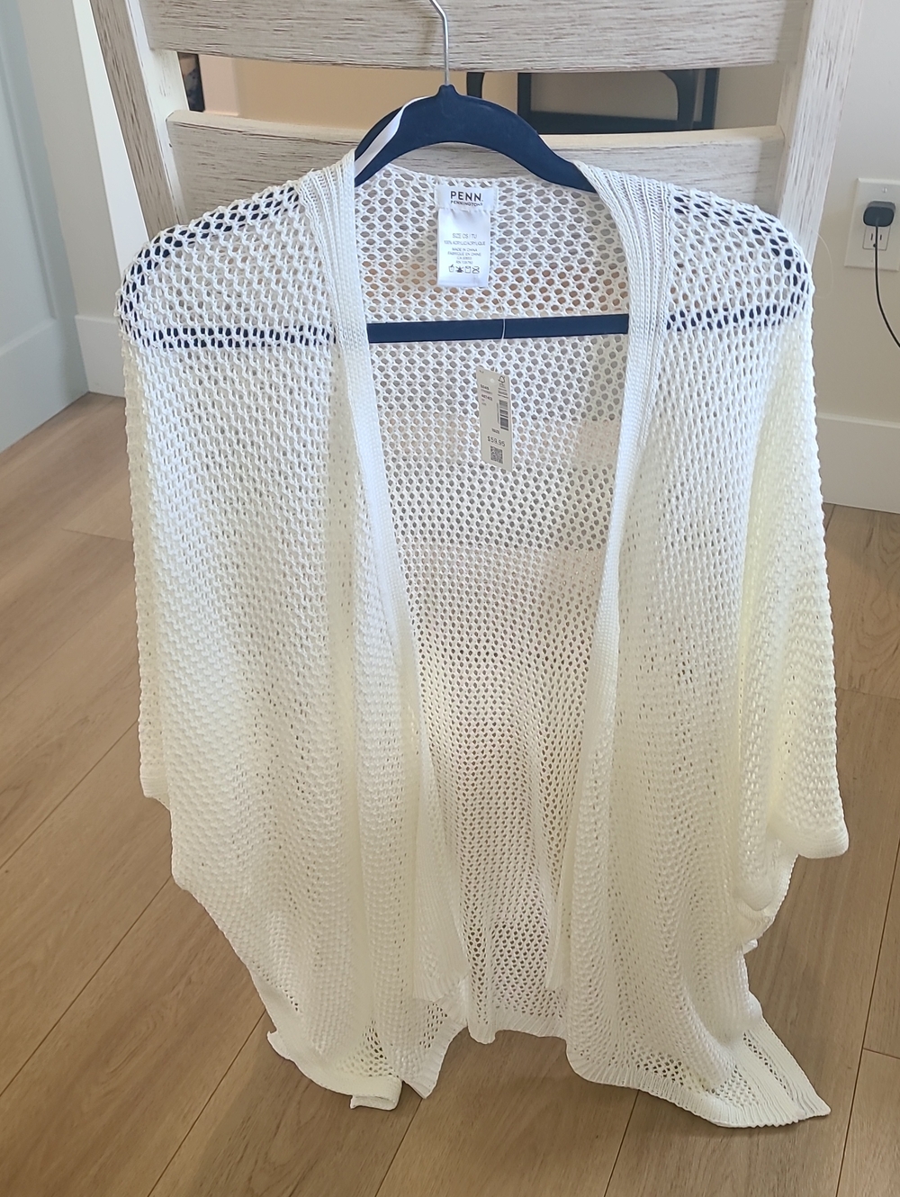 Penningtons Cream Open-Knit Poncho Cover-Up